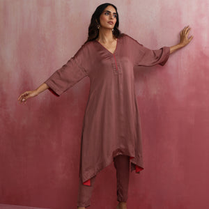 trueBrowns Brown Modal High low Kurta Set