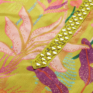 Yellow Floral Printed Straight Kurta With Trousers & Dupatta