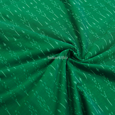 Green Handwoven Pochampally Ikat Cotton Fabric