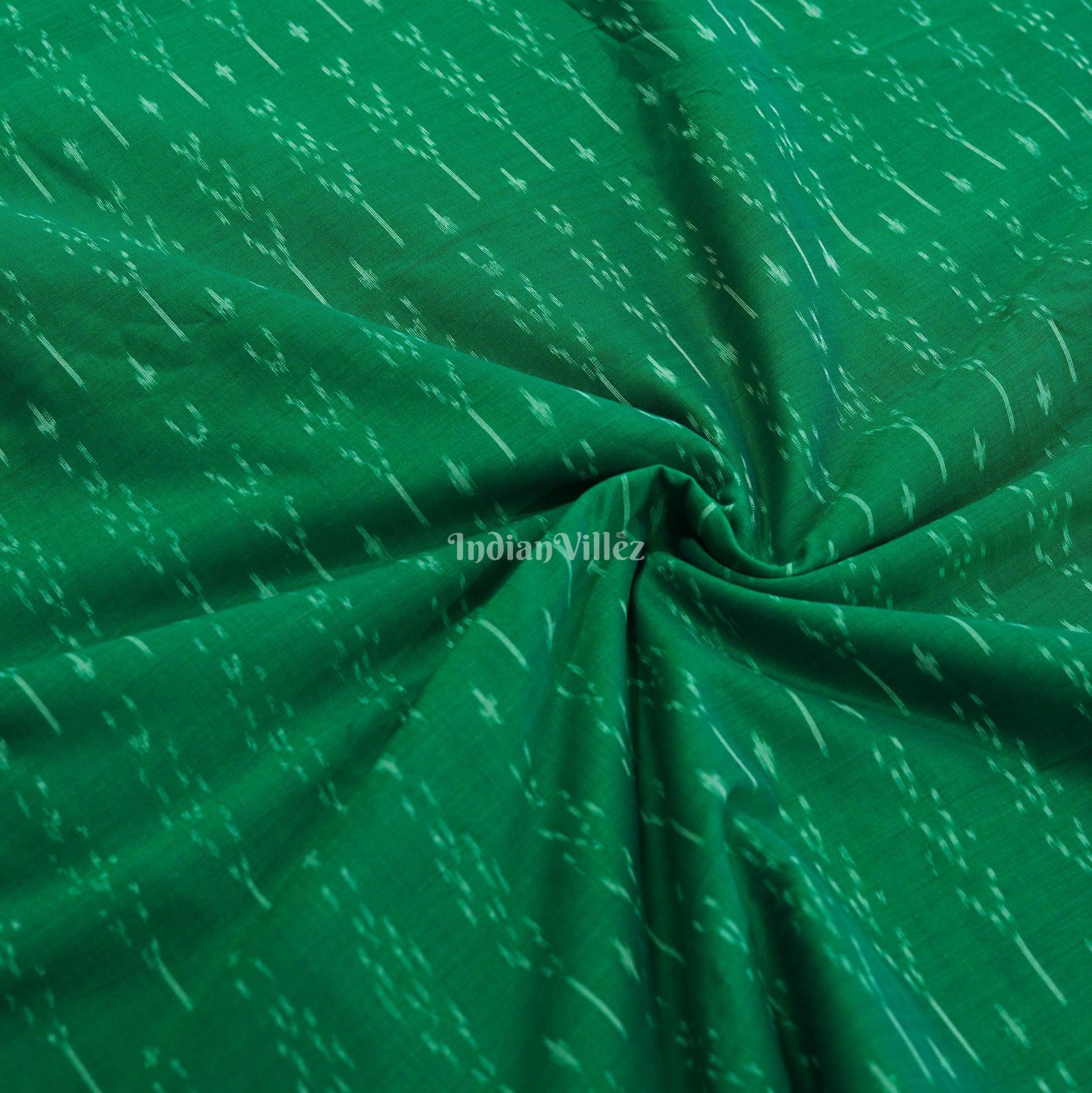 Green Handwoven Pochampally Ikat Cotton Fabric