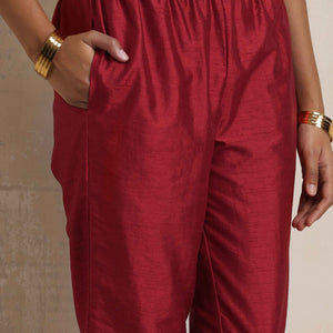 trueBrowns Purple Silk Anarkali Kurta Pant Dupatta Set