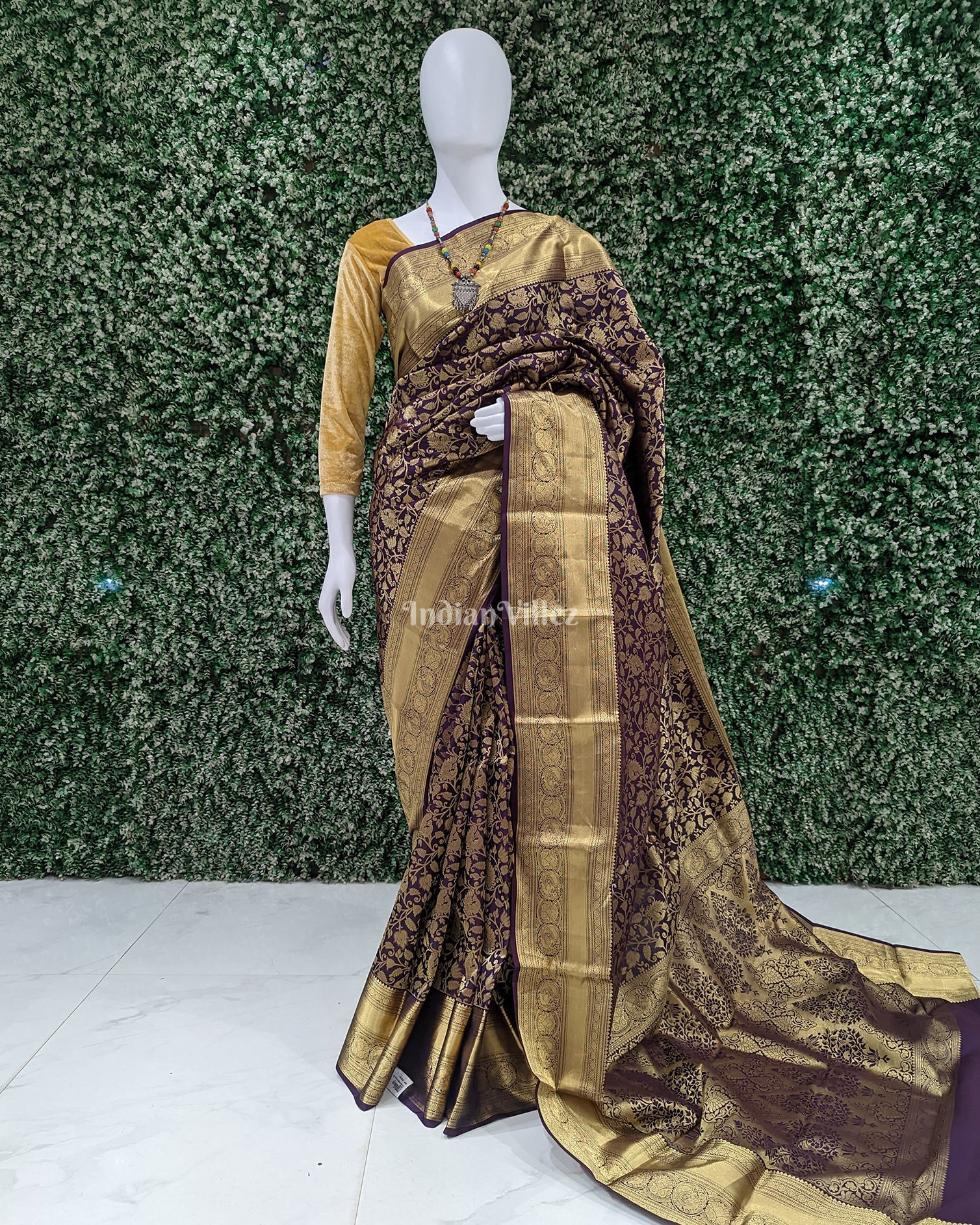 Exclusive Purple Golden Pure Kanjivaram Silk Saree