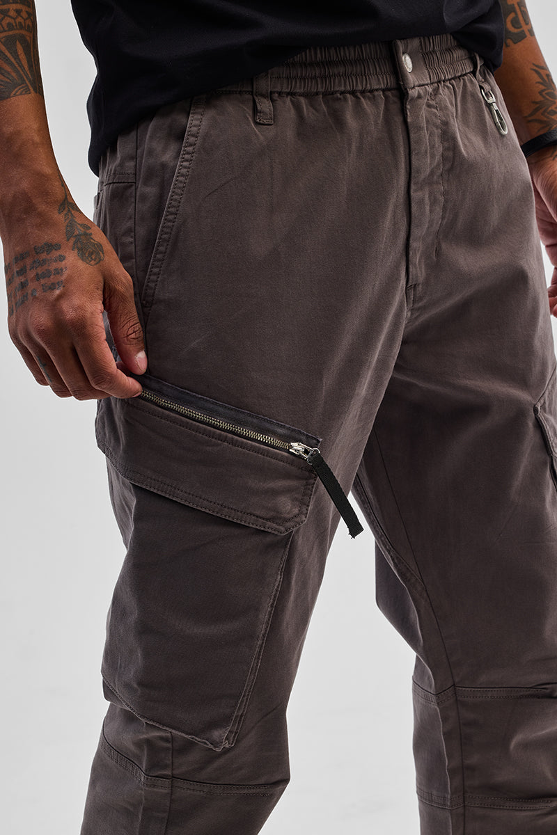 Brown Slim Fit Cargo Pants