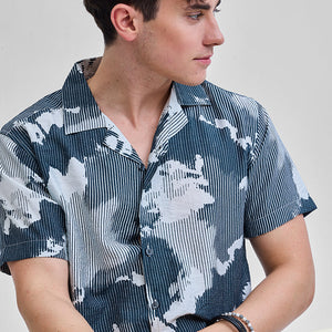 Teal Abstract Box Fit Shirt