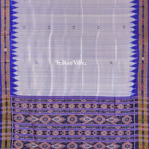Steel Blue Butta design Odisha Ikat Khandua Silk Saree