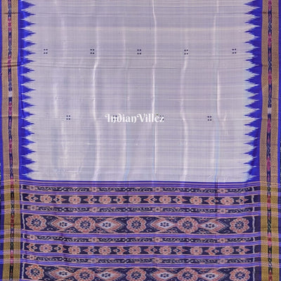 Steel Blue Butta design Odisha Ikat Khandua Silk Saree
