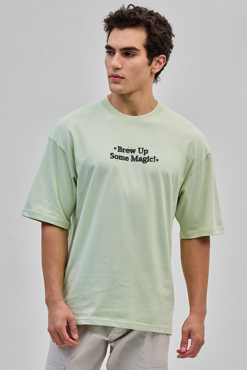 Brew Up Some Magic Green Oversized T-Shirt