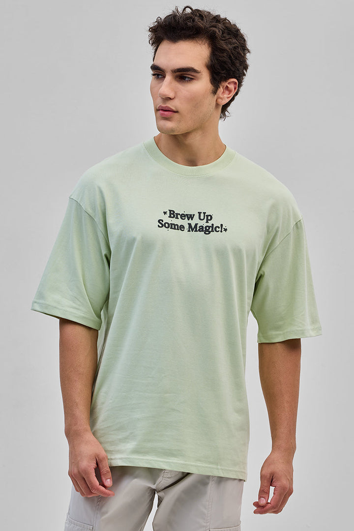 Brew Up Some Magic Green Oversized T-Shirt