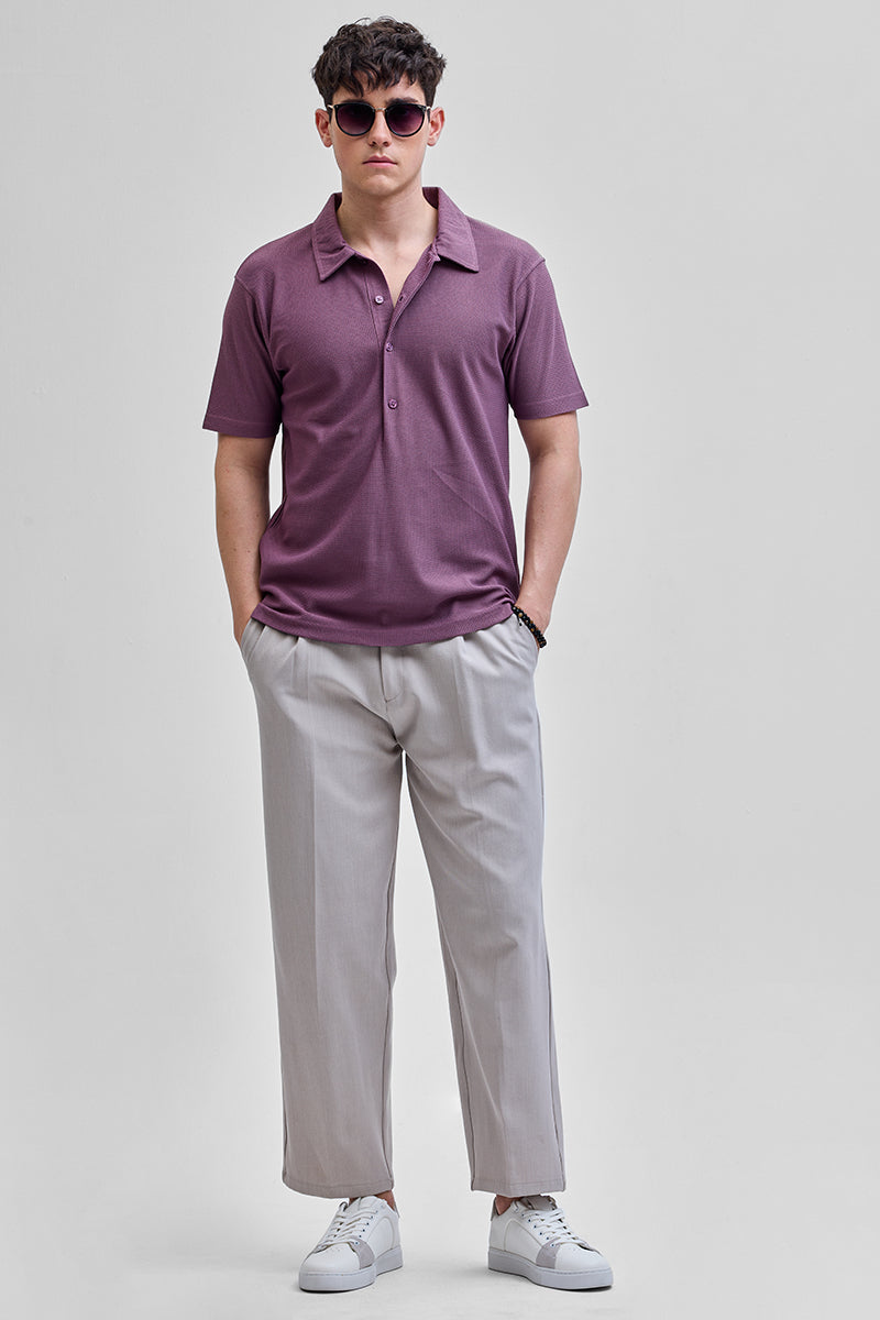 Purple Textured Polo T-Shirt
