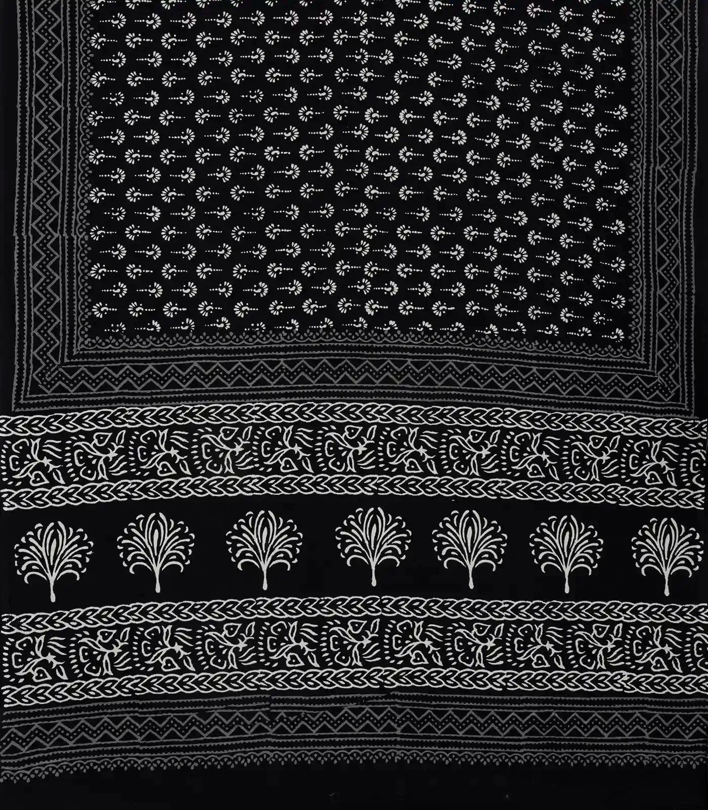 Black Woven Jaipur Cotton Saree Printed And Floral Motifs