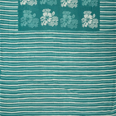 Sea Green Woven Jaipur Cotton Saree Printed With Floral  Motifs
