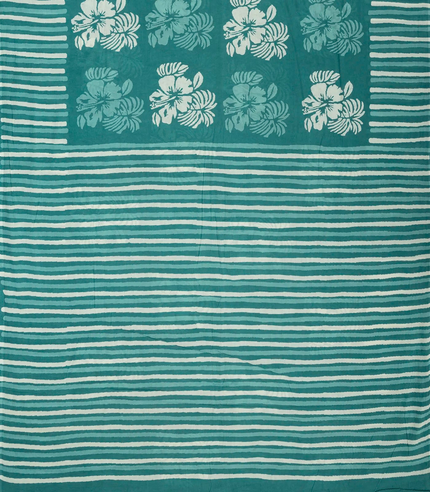 Sea Green Woven Jaipur Cotton Saree Printed With Floral  Motifs