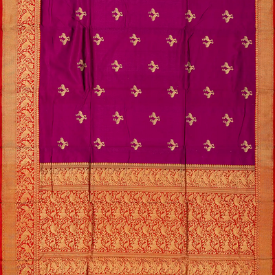 Purple Handloom Banarasi Silk Saree With Bird Buttas