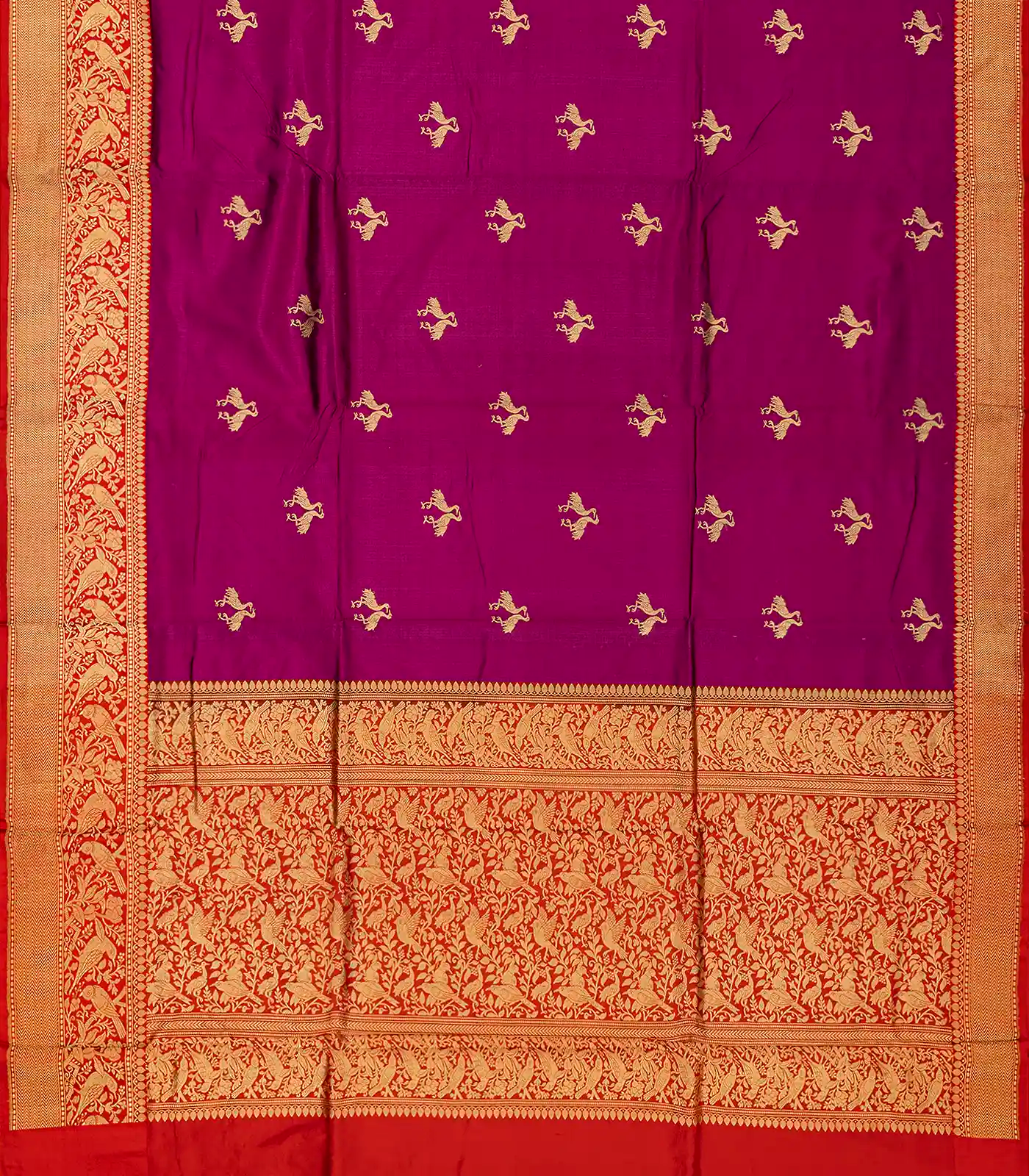 Purple Handloom Banarasi Silk Saree With Bird Buttas
