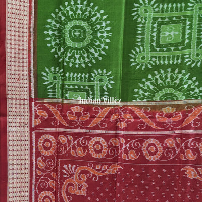 Mehendi Green Tribal Theme Sambalpuri Silk Saree