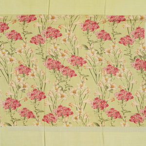 Gold Handloom Tussar Silk Saree With Floral Buttas & Printed Border