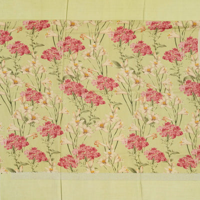 Gold Handloom Tussar Silk Saree With Floral Buttas & Printed Border