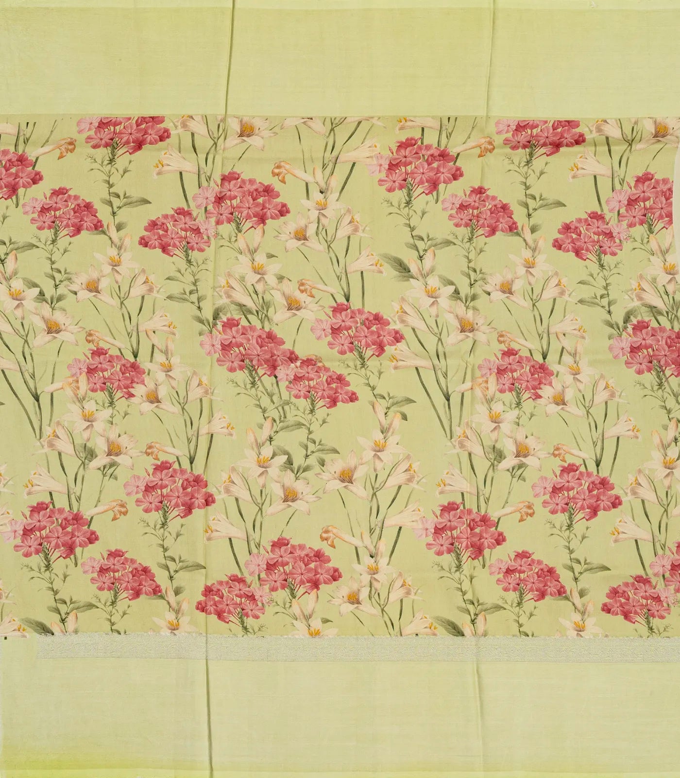 Gold Handloom Tussar Silk Saree With Floral Buttas & Printed Border