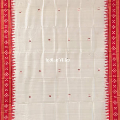 White Butta Design Border Pasapali Khandua Silk Saree