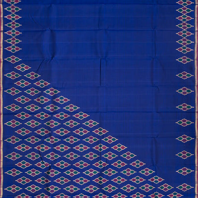 Blue Handloom Kanchipuram Silk Saree With Meena Buttas