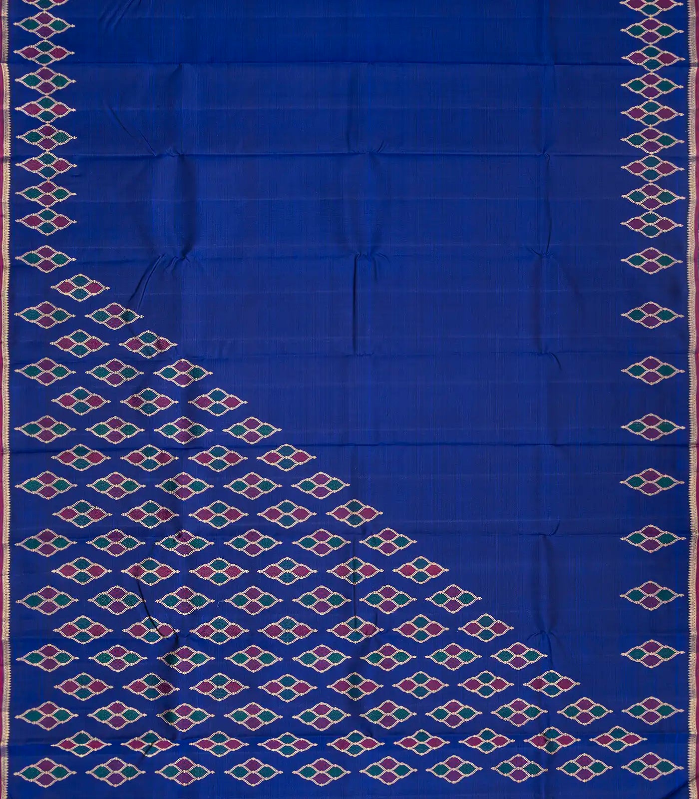 Blue Handloom Kanchipuram Silk Saree With Meena Buttas