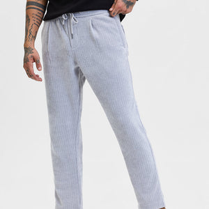 Light Grey Corduroy Relaxed Fit Trousers