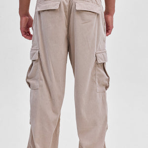 Beige Corduroy Baggy Fit Cargo