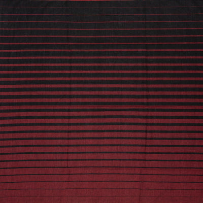 Maroon Handloom Bengal Cotton Saree With Black Stripes