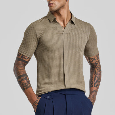 Beige Textured Polo T-Shirt