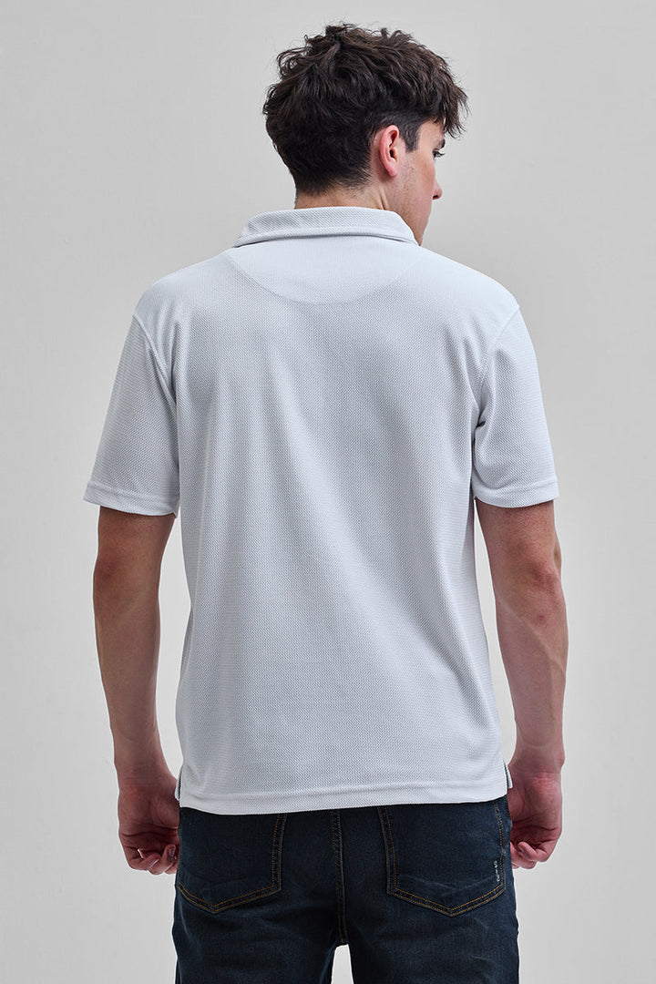 White Textured Polo T-Shirt