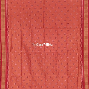 Carrot Orange Floral Sambalpuri Ikat Silk Saree