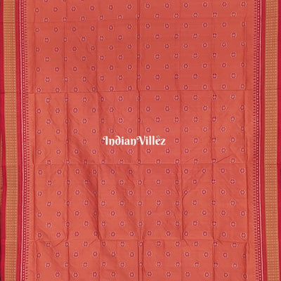 Carrot Orange Floral Sambalpuri Ikat Silk Saree