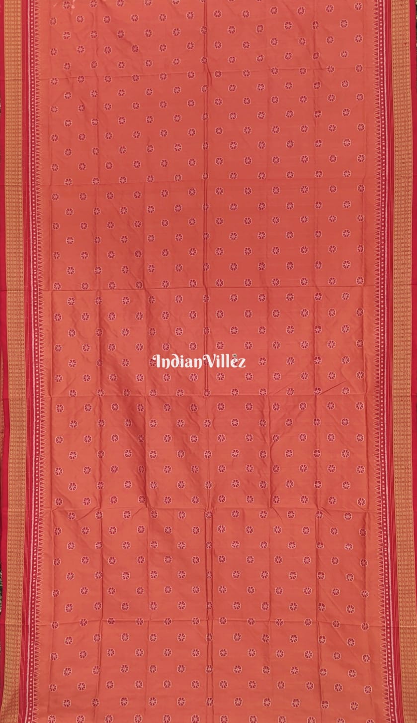 Carrot Orange Floral Sambalpuri Ikat Silk Saree