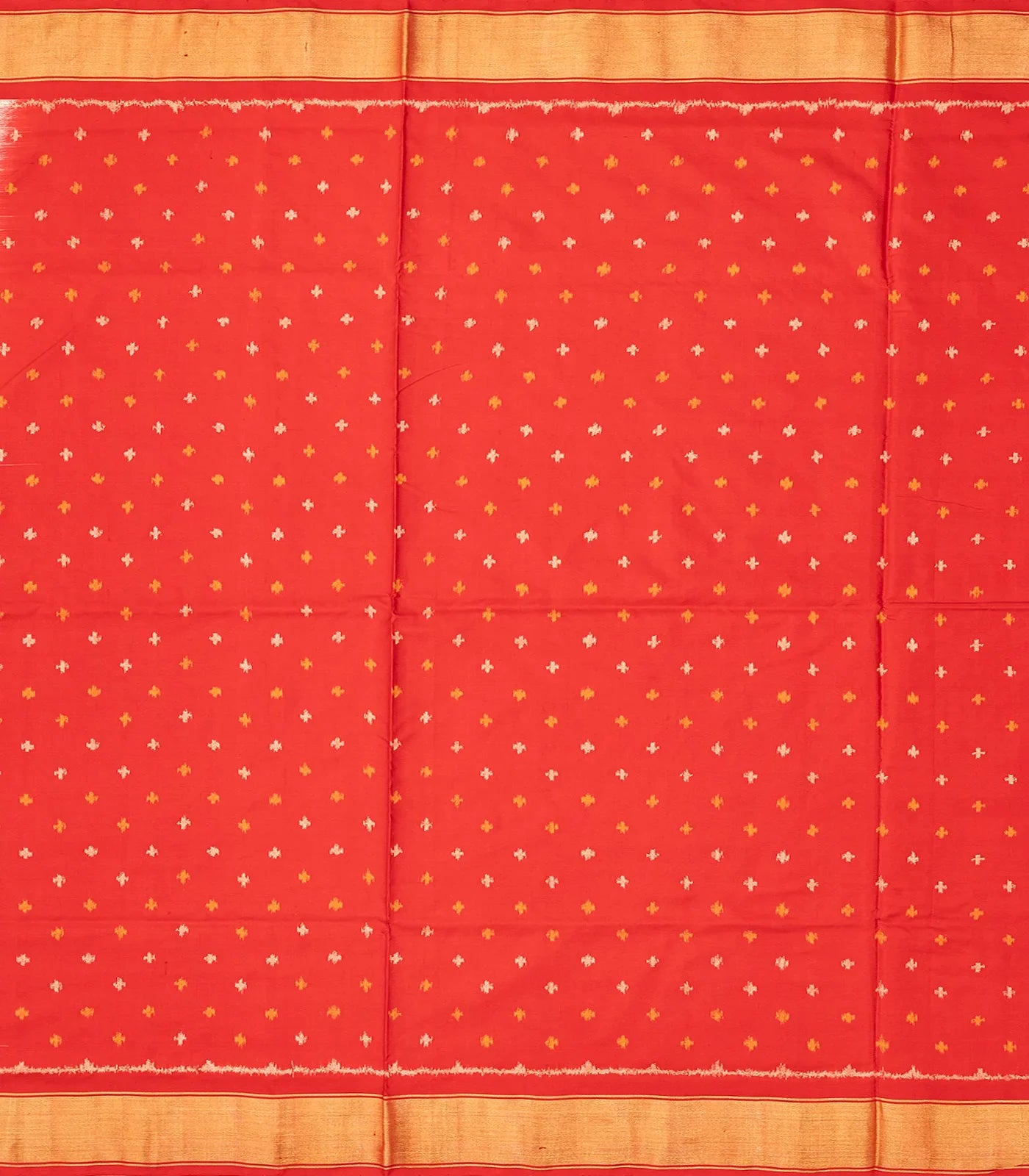 Cream Handloom Ikat Silk Saree With Diamond Motifs