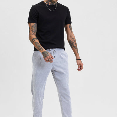 Light Grey Corduroy Relaxed Fit Trousers
