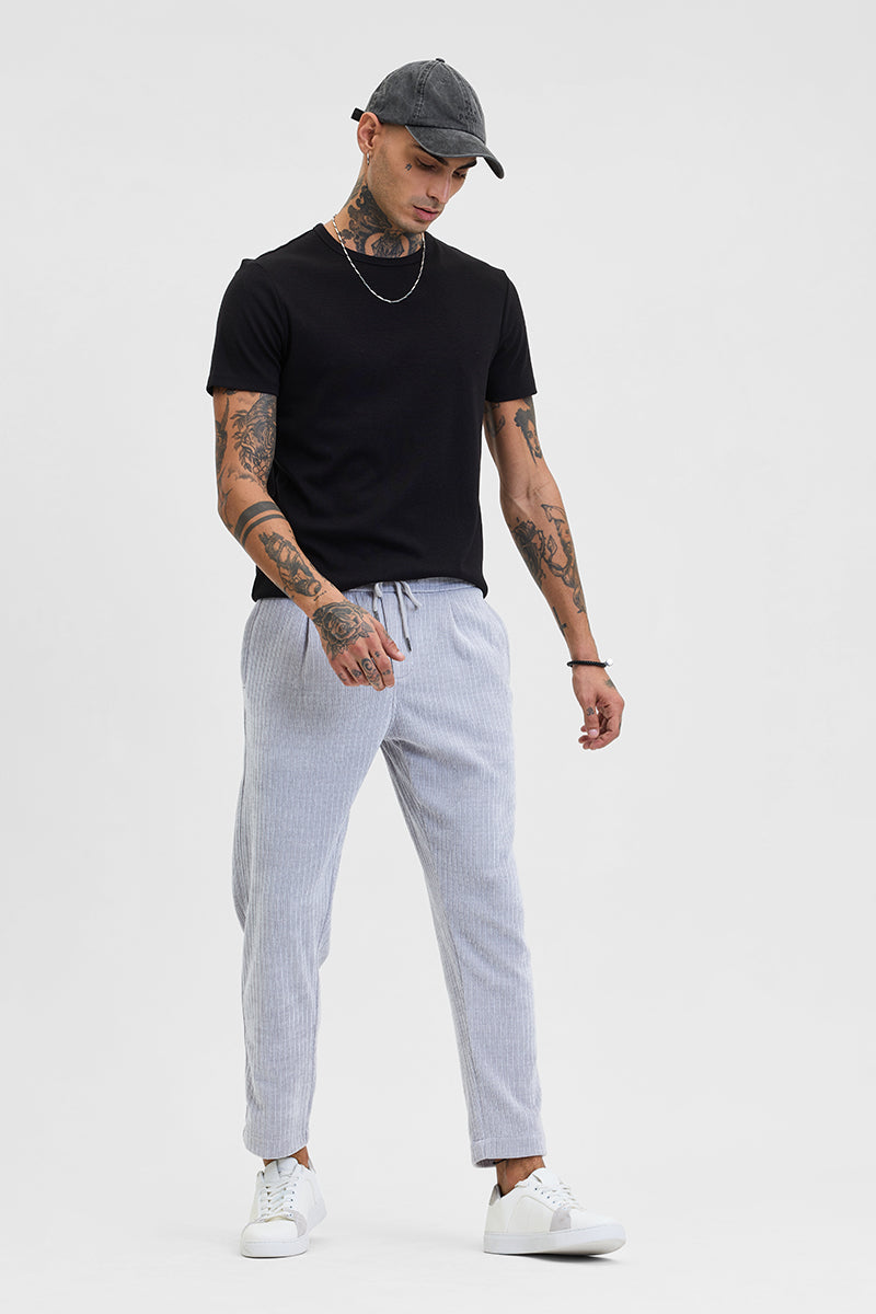 Light Grey Corduroy Relaxed Fit Trousers