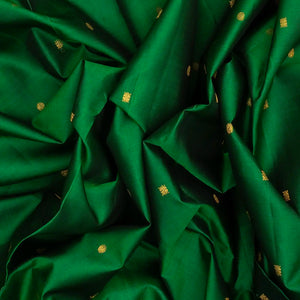 Dark Green Handloom Kanchipuram Silk Saree With Mango Buttas