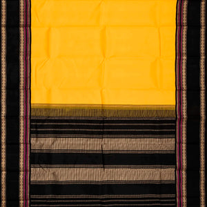 Yellow Handloom Kanchipuram Korvai Silk Saree With Contrast Border
