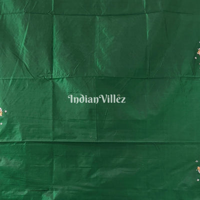 Green Doli Barat Theme Hand-Painted Pattachitra Saree (Pre Order)