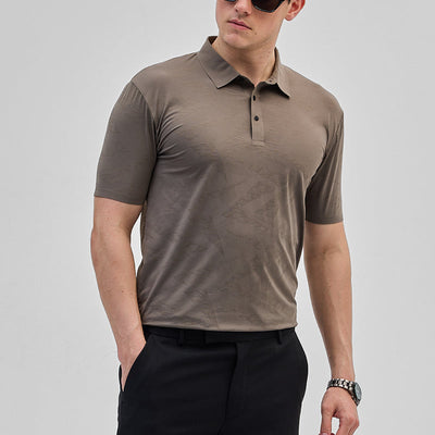 Grey Textured Stitchless Polo T-Shirt