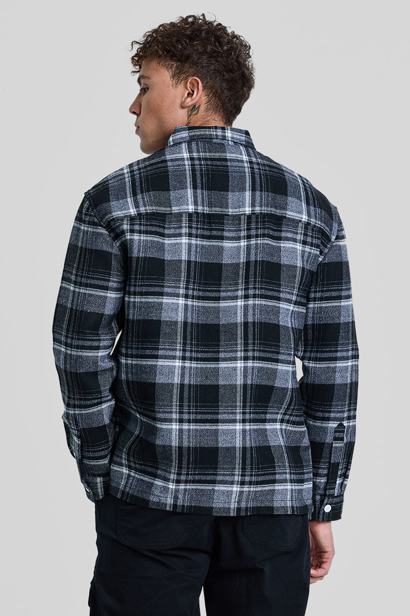 Black Plaid Box Fit Flannel Shirt