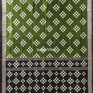 Dark Mehendi Green Pasapali Theme Sambalpuri Silk Saree