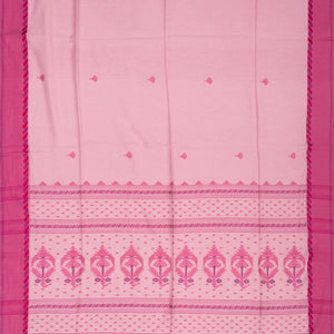 BubbleGum Pink Handloom Bengal Cotton Saree And Pink Border