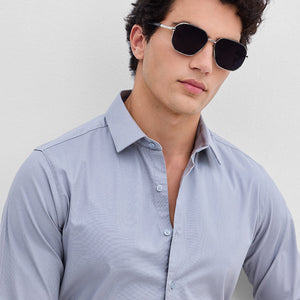 Light Grey Stretchable Slim Fit Shirt