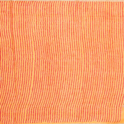 Orange Handloom Linen Saree With Printed Bird Motifs