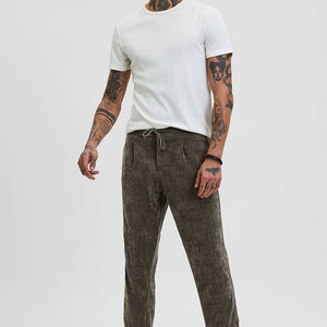 Olive Corduroy Relaxed Fit Trousers