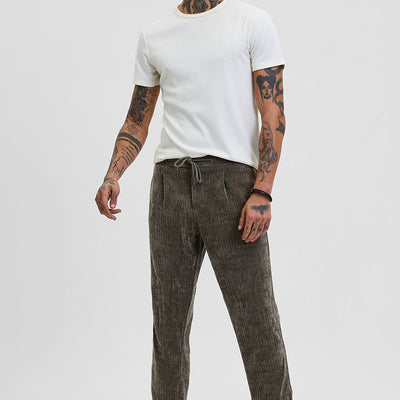 Olive Corduroy Relaxed Fit Trousers
