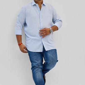 Light Blue Linen Blend Shirt