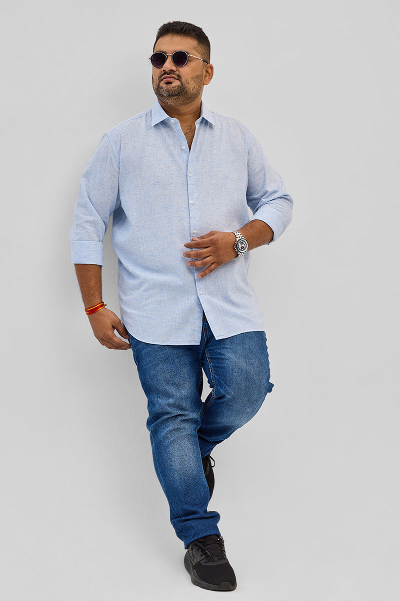 Light Blue Linen Blend Shirt