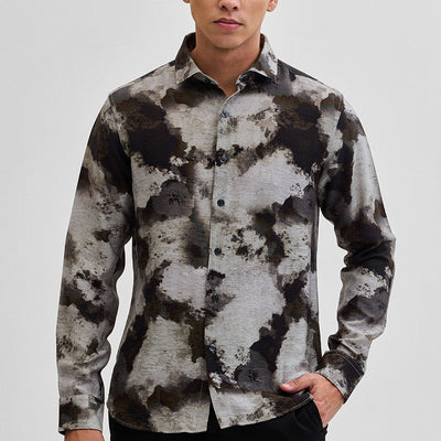 Dark Brown Textured Abstract Shirt
